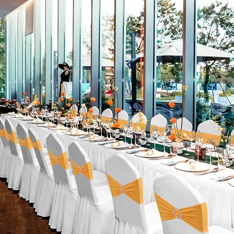 Party Stretch Chair Sashes Bands with Buckles Chair Sashes Bows for Wedding Banquet Birthday Decoration Ceremony Event Reception