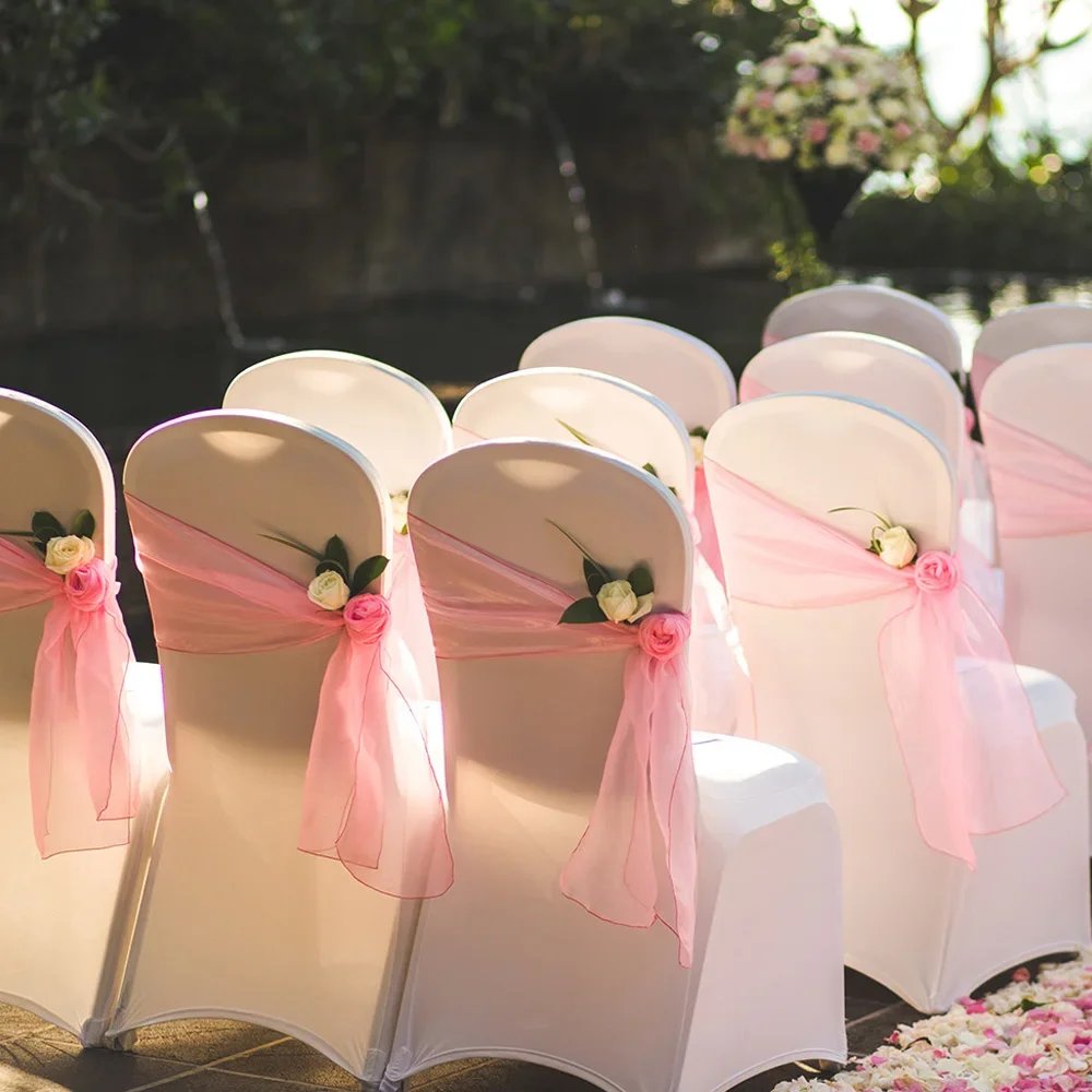 10pcs/lot Pink Organza Chair Sashes Wedding Chair Decoration Ribbons Ties Bow for Cover Banquet Wedding Party Event Mint Green
