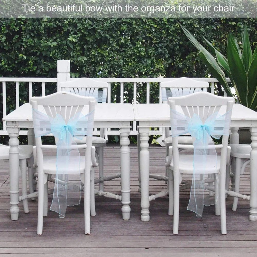 10pcs/lot Pink Organza Chair Sashes Wedding Chair Decoration Ribbons Ties Bow for Cover Banquet Wedding Party Event Mint Green