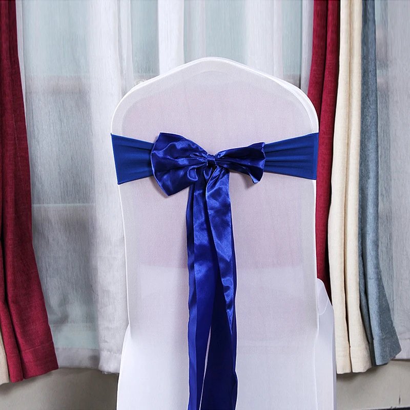 25pcs Satin Spandex Chair Cover Band Ribbons Chair Tie Backs for Party Banquet Decor Wedding Decoration Knot Chair Sashes