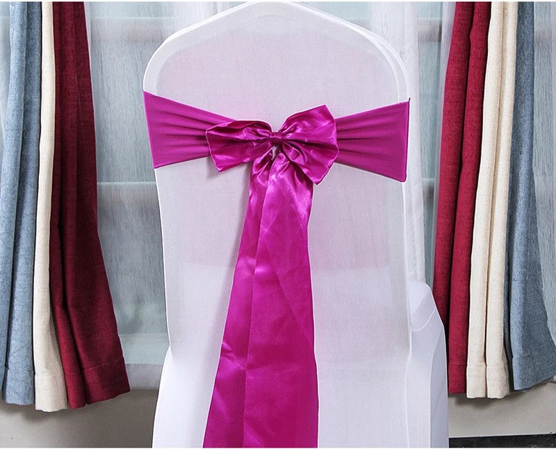 25pcs Satin Spandex Chair Cover Band Ribbons Chair Tie Backs for Party Banquet Decor Wedding Decoration Knot Chair Sashes