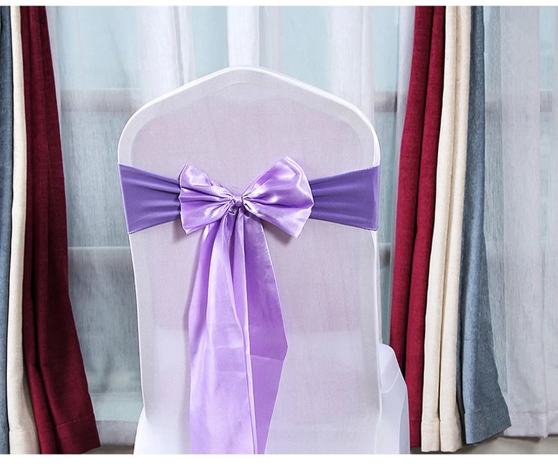 25pcs Satin Spandex Chair Cover Band Ribbons Chair Tie Backs for Party Banquet Decor Wedding Decoration Knot Chair Sashes