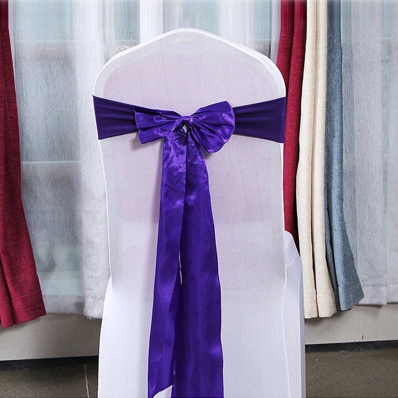 25pcs Satin Spandex Chair Cover Band Ribbons Chair Tie Backs for Party Banquet Decor Wedding Decoration Knot Chair Sashes