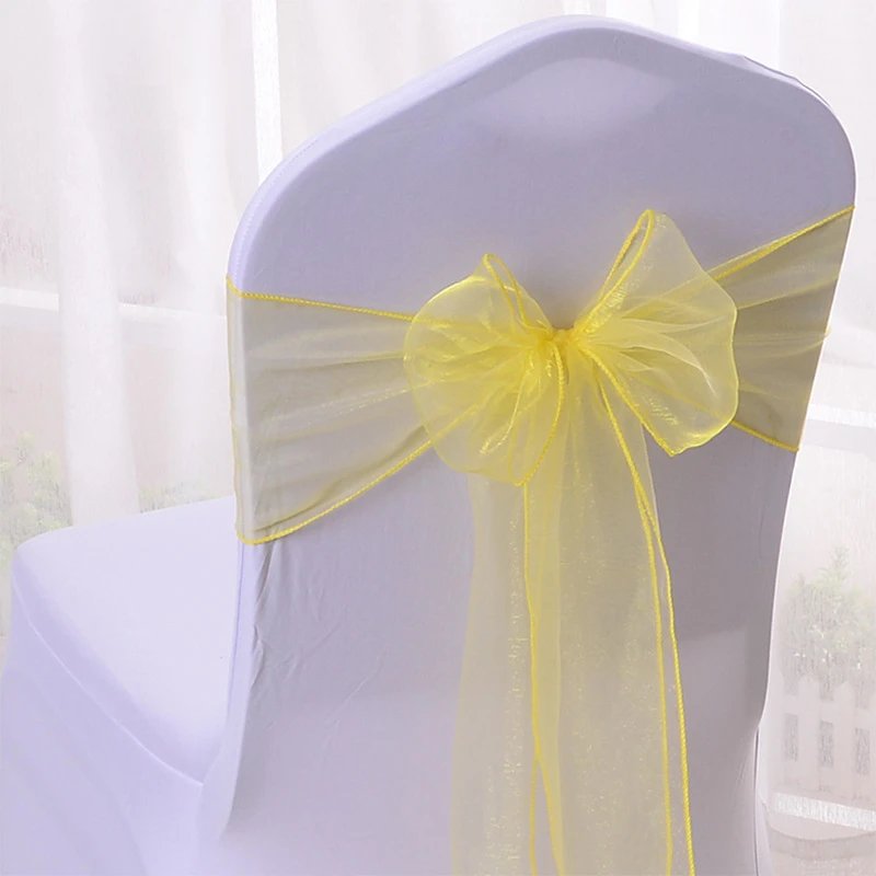 New Organza Chair Sashes Bows Wedding Chair Decoration Party Banquet Event Chair Sash Ribbon Tie Back Hotel Decoration Supplies