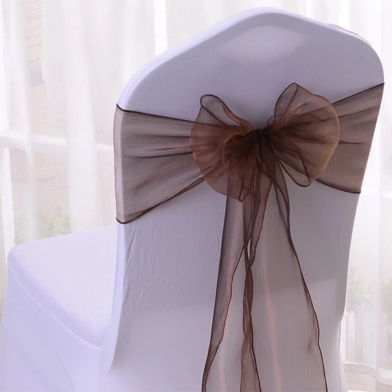 New Organza Chair Sashes Bows Wedding Chair Decoration Party Banquet Event Chair Sash Ribbon Tie Back Hotel Decoration Supplies