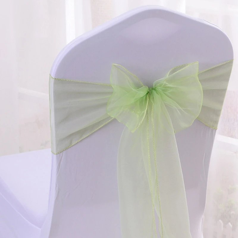 New Organza Chair Sashes Bows Wedding Chair Decoration Party Banquet Event Chair Sash Ribbon Tie Back Hotel Decoration Supplies