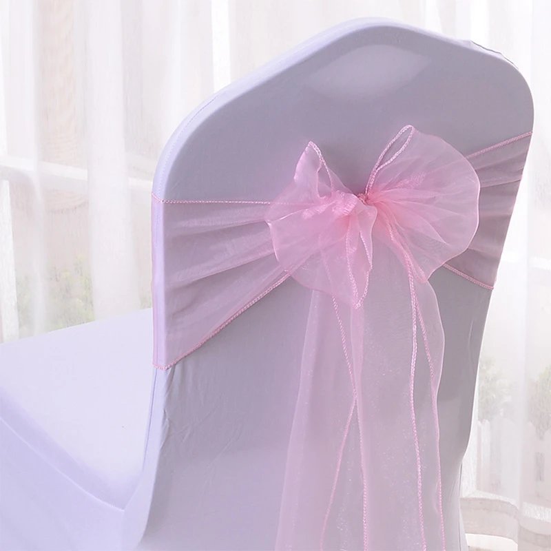 New Organza Chair Sashes Bows Wedding Chair Decoration Party Banquet Event Chair Sash Ribbon Tie Back Hotel Decoration Supplies