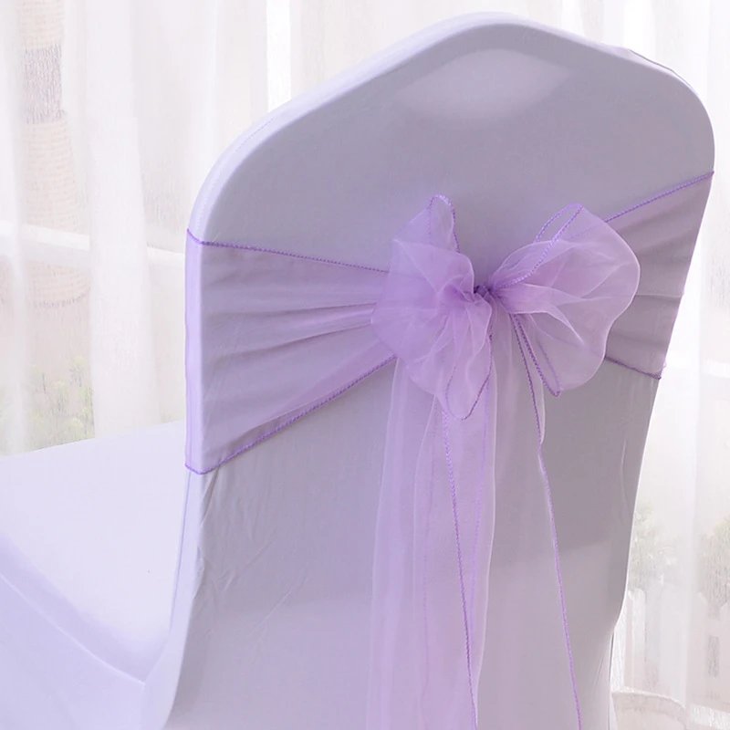 New Organza Chair Sashes Bows Wedding Chair Decoration Party Banquet Event Chair Sash Ribbon Tie Back Hotel Decoration Supplies
