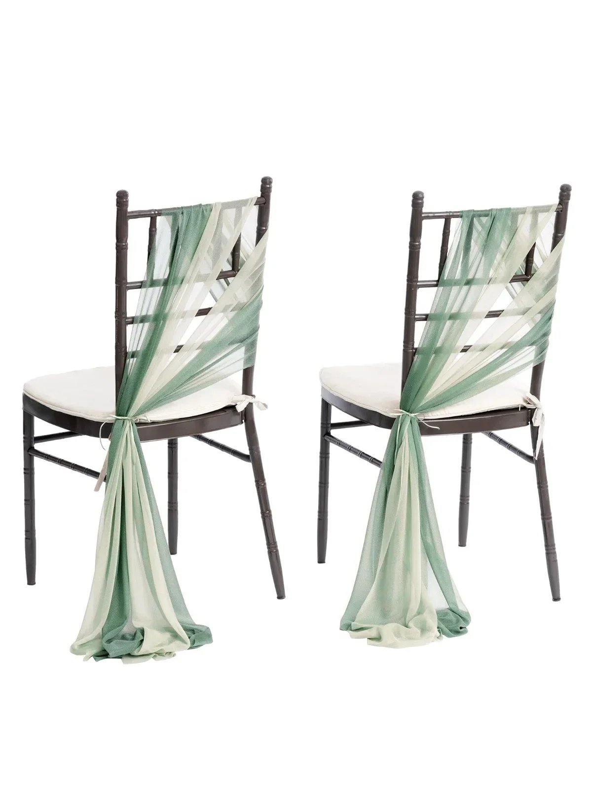 10/50Pcs 17x250cm sage green Chiffon Chair Sashes 12 Set Sash Wedding Chair Covers Ribbon Wedding Party Aisle Chair Decor