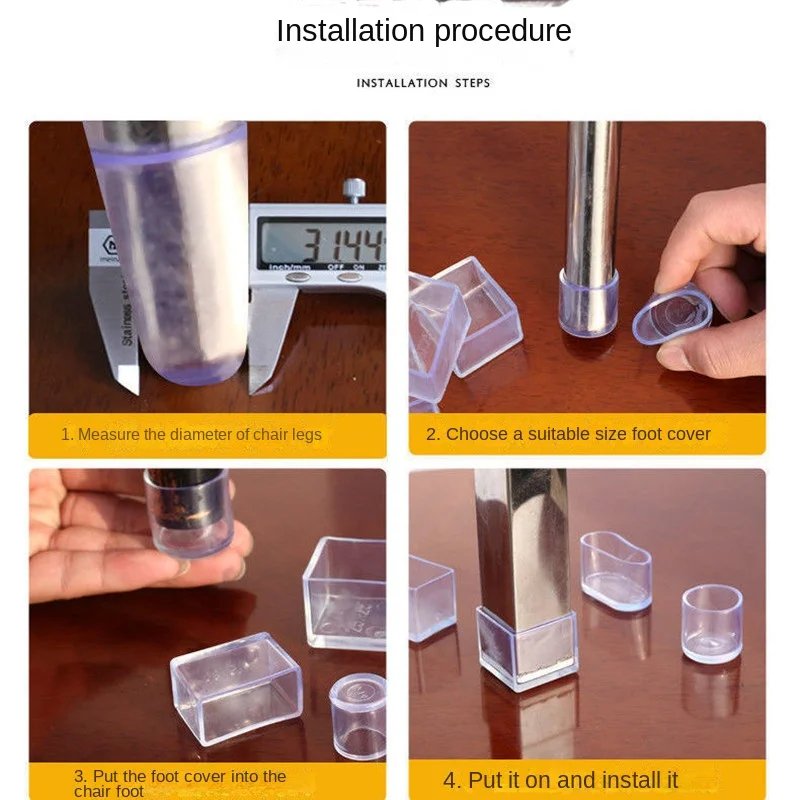 16Pcs Chair Leg Caps Rubber Feet Protector Pads Non-slip Transparent Table Covers Plugs Furniture Leveling Feet Home Decor