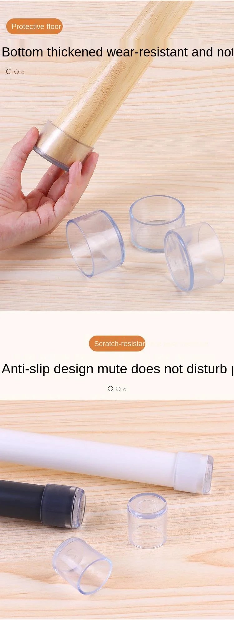 16Pcs Chair Leg Caps Rubber Feet Protector Pads Non-slip Transparent Table Covers Plugs Furniture Leveling Feet Home Decor