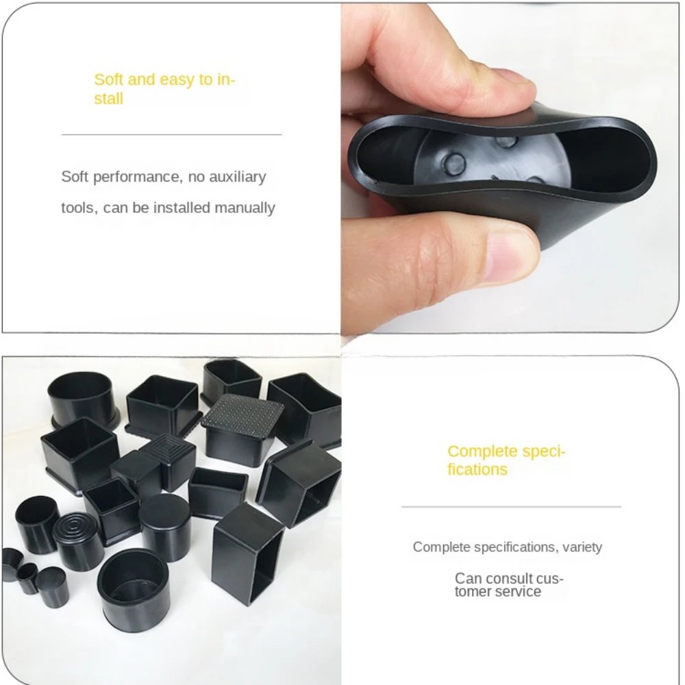 Round Rubber Chair Leg Pad 10/12/14/16/20/25mm Furniture Leg Table End Plug PVC Silent Anti-slip Floor Protection Cap Foot Cover