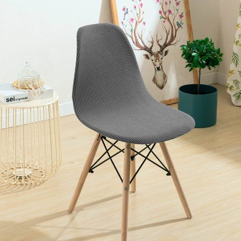 Jacquard Waterproof Shell Chair Cover Short Back Scandinavian Chair Covers Adjustable Dining Room Seat Covers for Bar Party