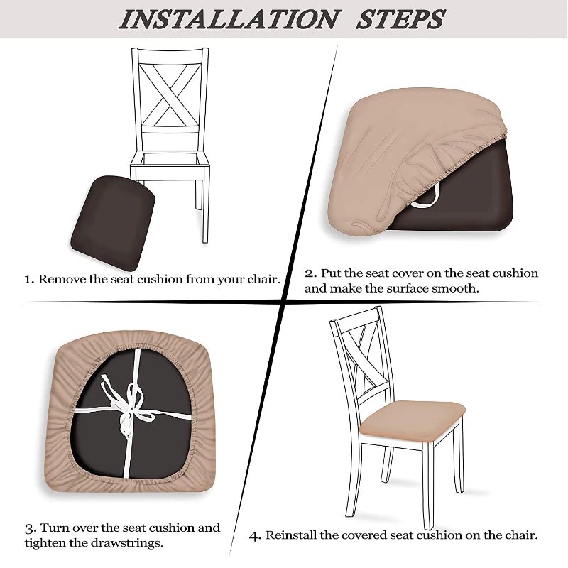 Stretch Jacquard Chair Seat Covers Chair Removable Washable Upholstered Dining Room Chair Seat Protector Cushion Slipcovers