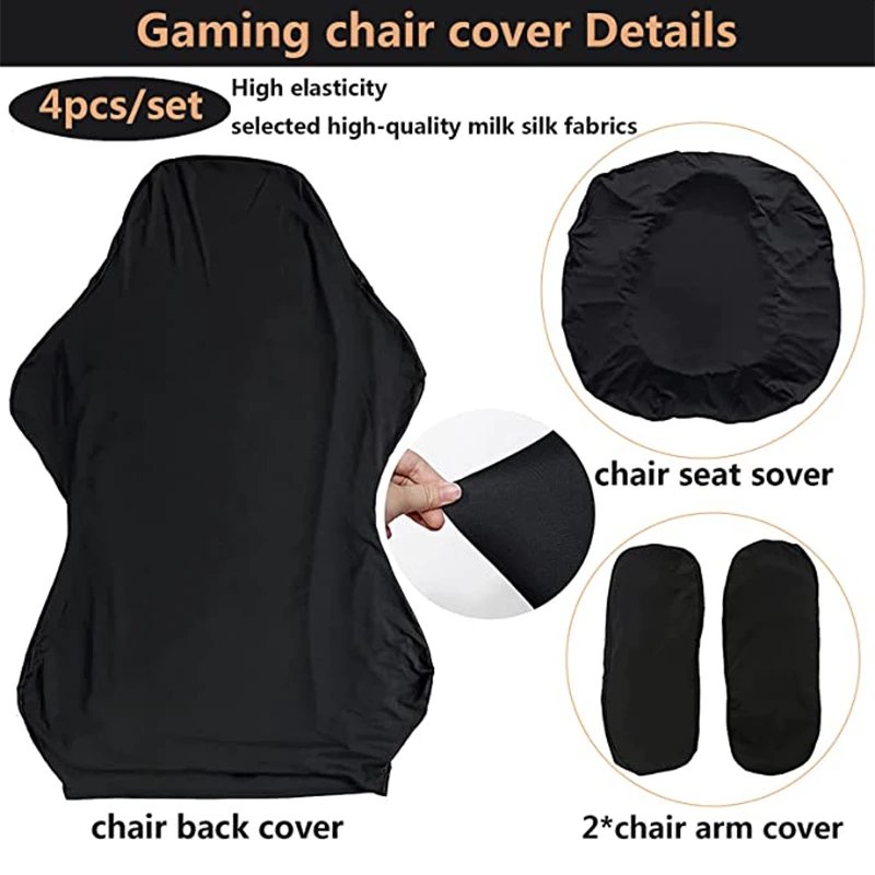 4pcs Gaming Chair Covers With Armrest Spandex Splicover Office Seat Cover For Computer Armchair Protector Cadeira Gamer