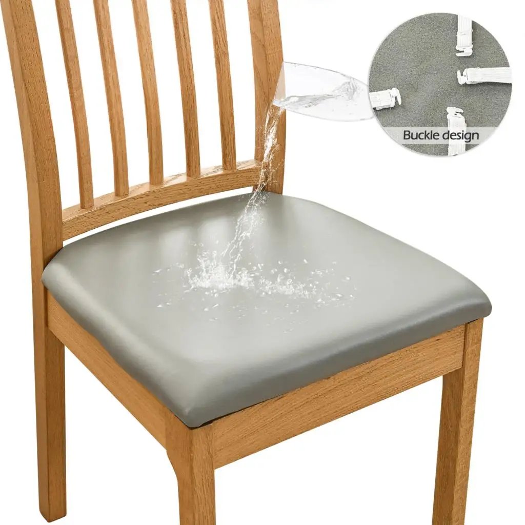 PU Waterproof Chair Cushion Cover  For Kitchen Dining Room Leather Seat Cover Dining Room Chair Seat Cushion Cover