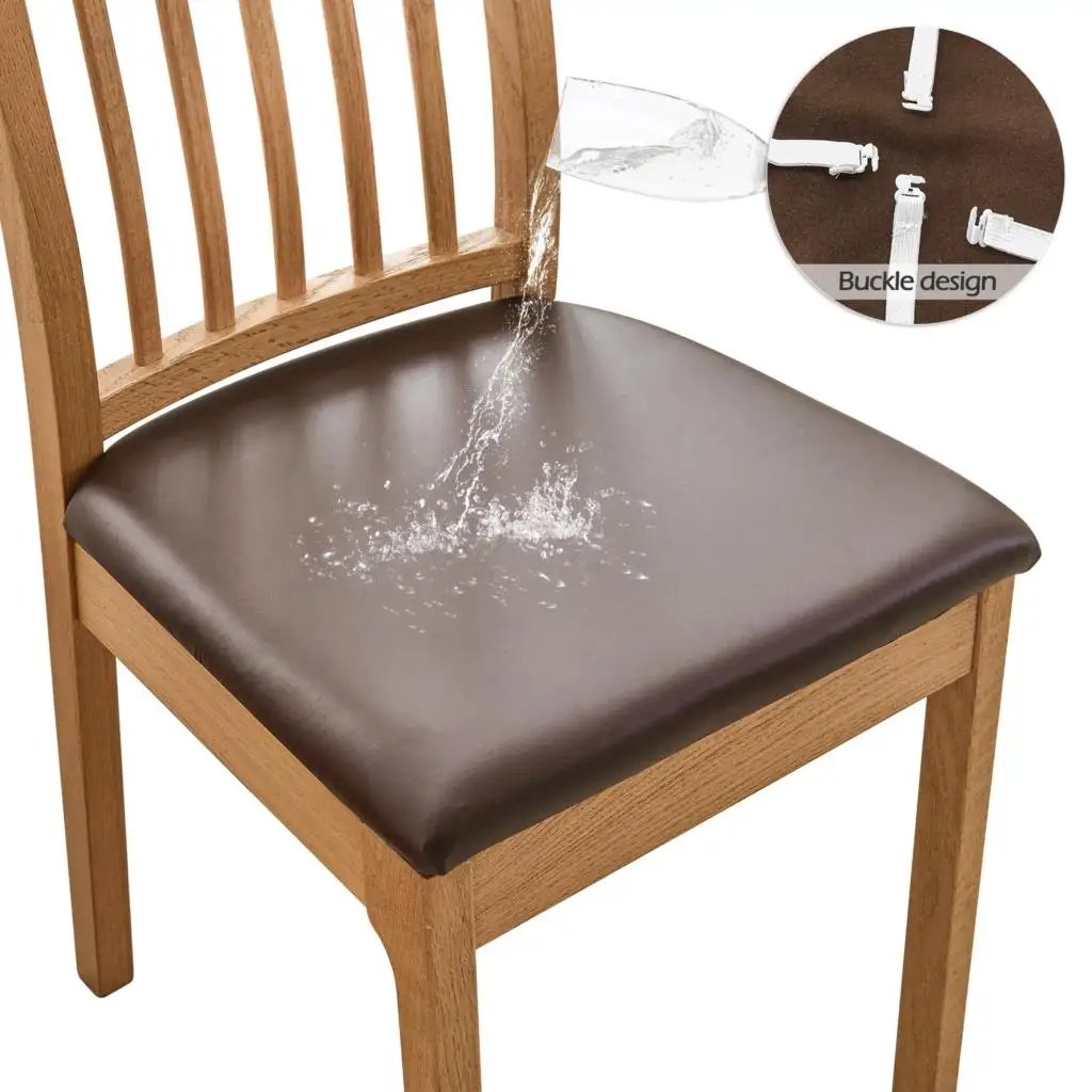 PU Waterproof Chair Cushion Cover  For Kitchen Dining Room Leather Seat Cover Dining Room Chair Seat Cushion Cover