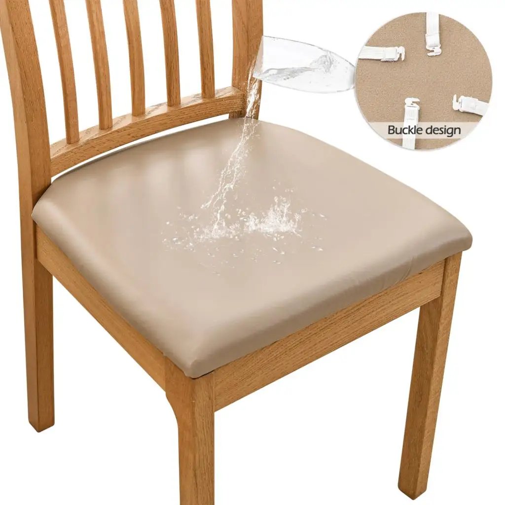 PU Waterproof Chair Cushion Cover  For Kitchen Dining Room Leather Seat Cover Dining Room Chair Seat Cushion Cover