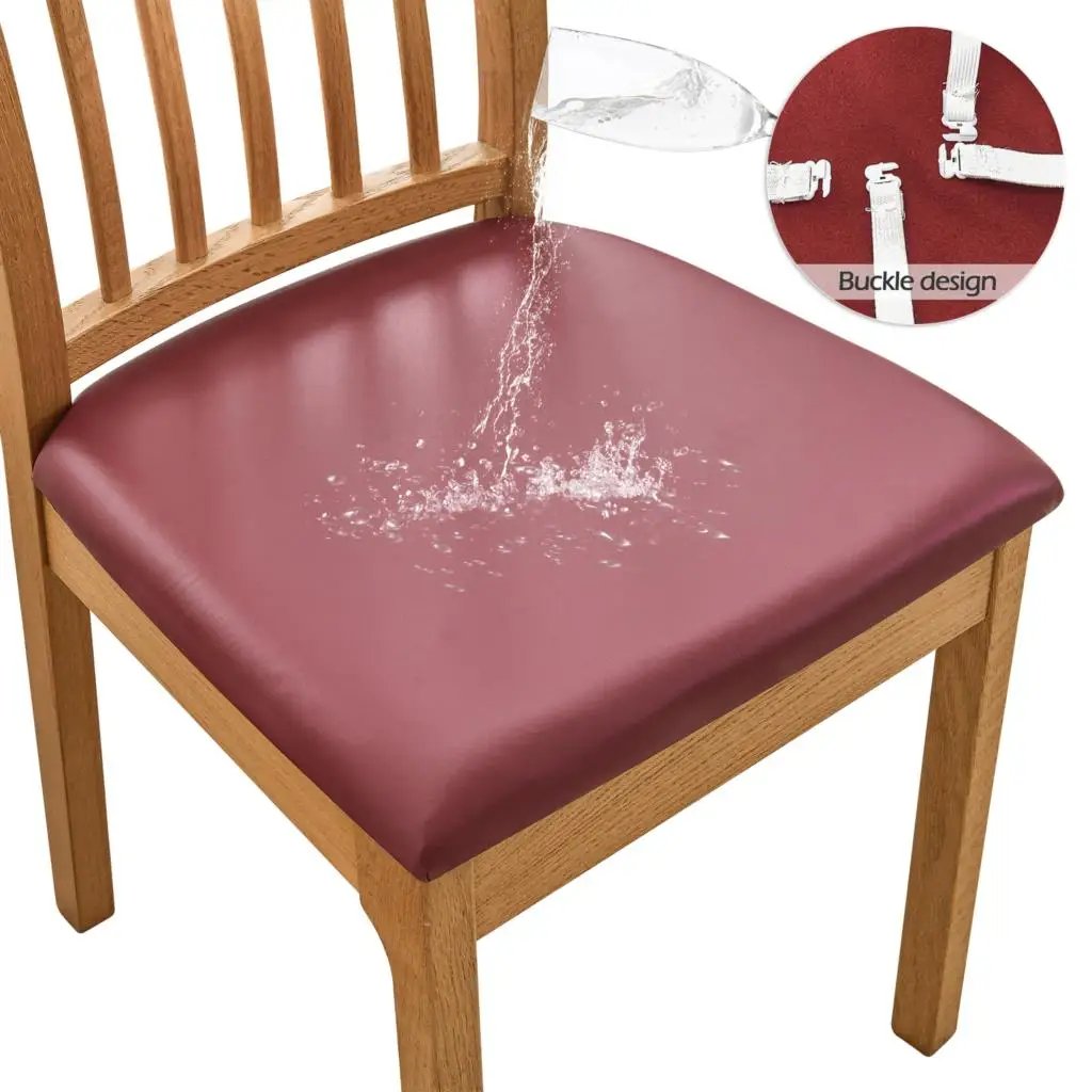 PU Waterproof Chair Cushion Cover  For Kitchen Dining Room Leather Seat Cover Dining Room Chair Seat Cushion Cover