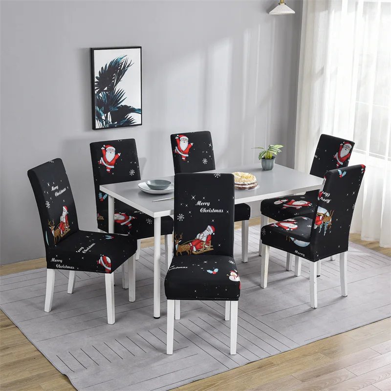 1/2/4/6PCS Christmas Chair Cover for Dining Room Elastic Seat Cover Chair Protective Case Kitchen Restaurant Banquet Decoration