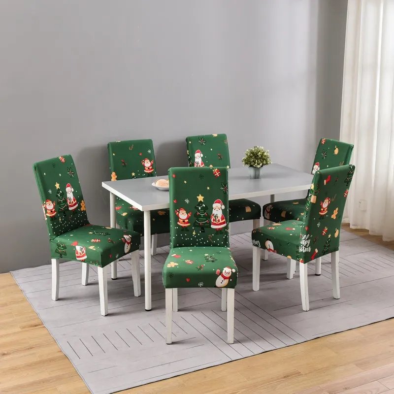 1/2/4/6PCS Christmas Chair Cover for Dining Room Elastic Seat Cover Chair Protective Case Kitchen Restaurant Banquet Decoration