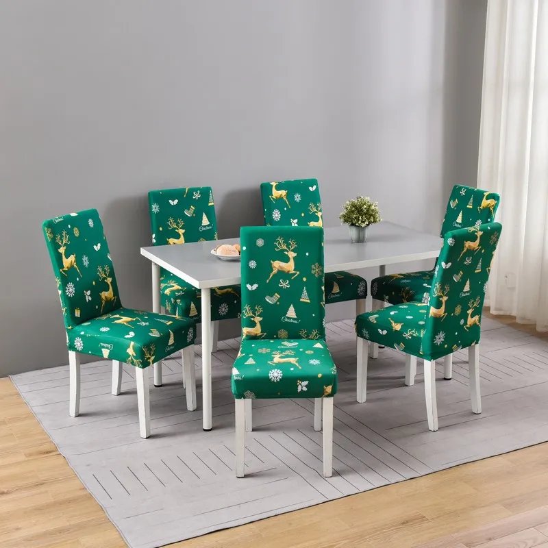 1/2/4/6PCS Christmas Chair Cover for Dining Room Elastic Seat Cover Chair Protective Case Kitchen Restaurant Banquet Decoration