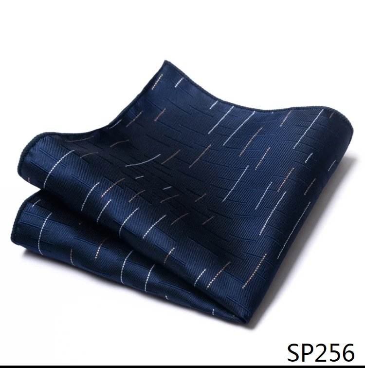 High Grade Brand Silk Kerchief Man Dark Blue Striped April Fool's Day Fit Formal Party Pocket Square Handkerchiefs Suit Hanky