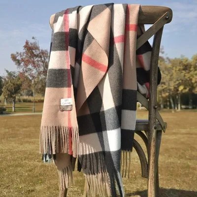 190*70cm Winter Scarf Women Classic Lattice Pashmina Scarf Soft Female Cashmere Scarves Shawls Wraps Handkerchief towel 2024