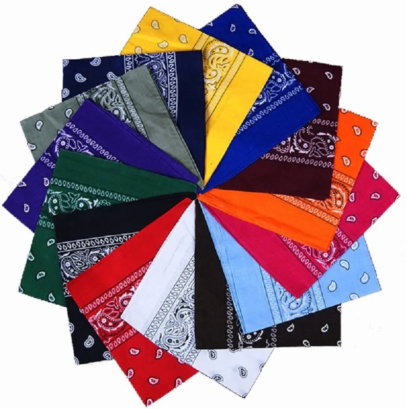 55x55cm Cotton Headscarf Handkerchief Square Colorful Sports Paisley Tie-Dye Bandanas Fashion Ladies Headscarf Women Neckerchief