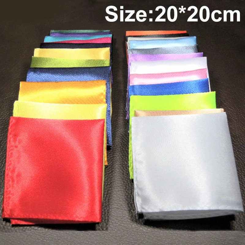 Luxury Men Square Handkerchief Solid Color Hankies Silk Hanky Business Suit Pocket Towel Wedding Banquet Party Gift Hot Sale New