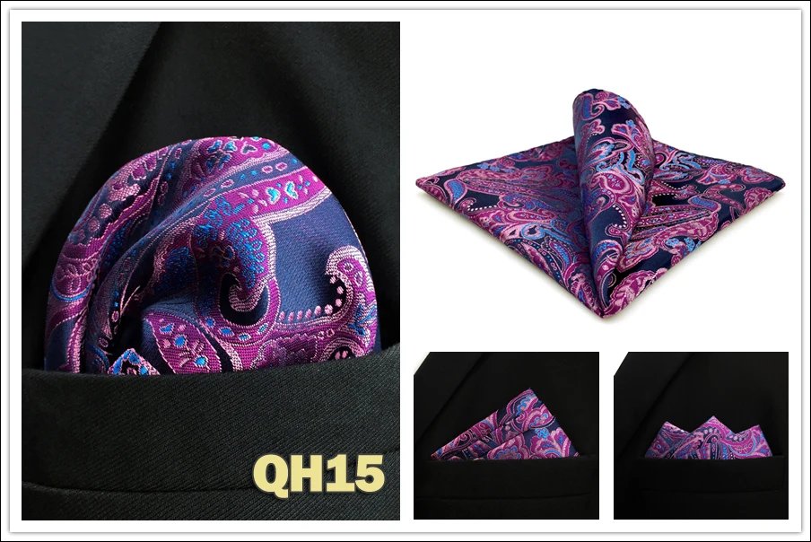 Colorful Mens Pocket Square Multicolor Dot Paisley Classic Wedding Silk Handkerchief Business Jacquard Hanky