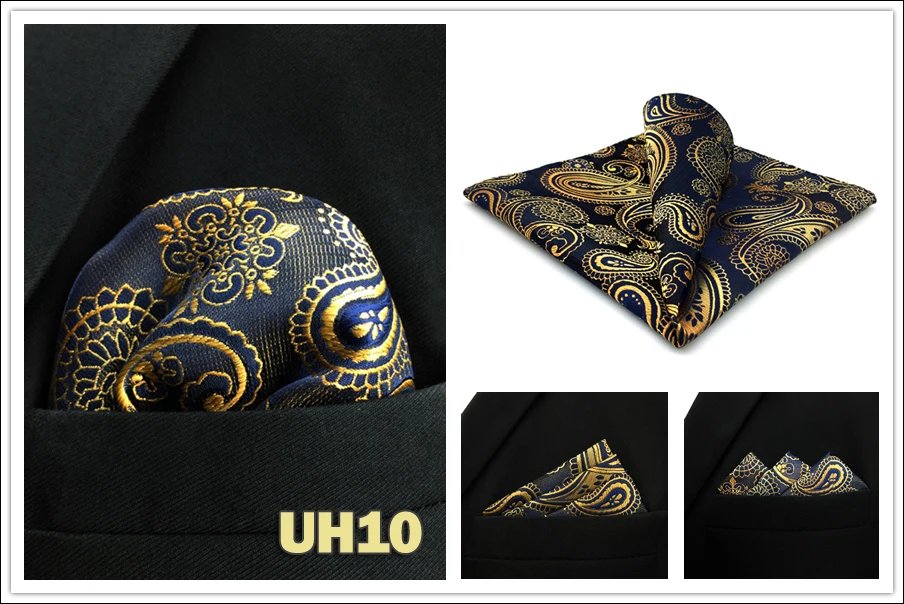 Colorful Mens Pocket Square Multicolor Dot Paisley Classic Wedding Silk Handkerchief Business Jacquard Hanky