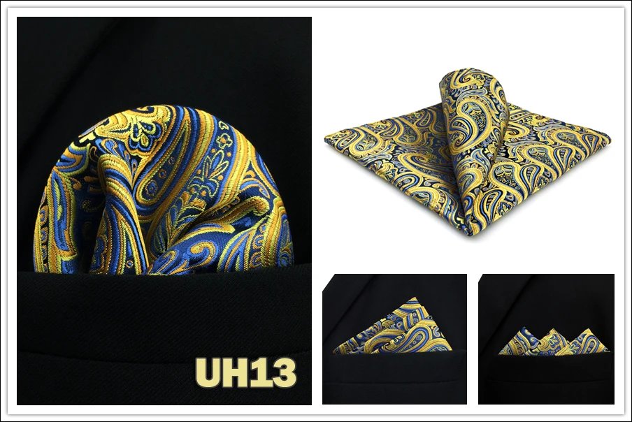 Colorful Mens Pocket Square Multicolor Dot Paisley Classic Wedding Silk Handkerchief Business Jacquard Hanky