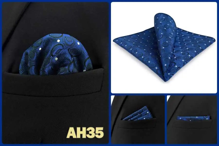 Colorful Mens Pocket Square Multicolor Dot Paisley Classic Wedding Silk Handkerchief Business Jacquard Hanky