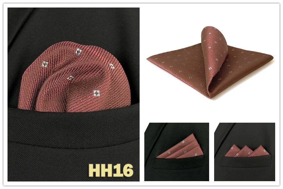 Colorful Mens Pocket Square Multicolor Dot Paisley Classic Wedding Silk Handkerchief Business Jacquard Hanky