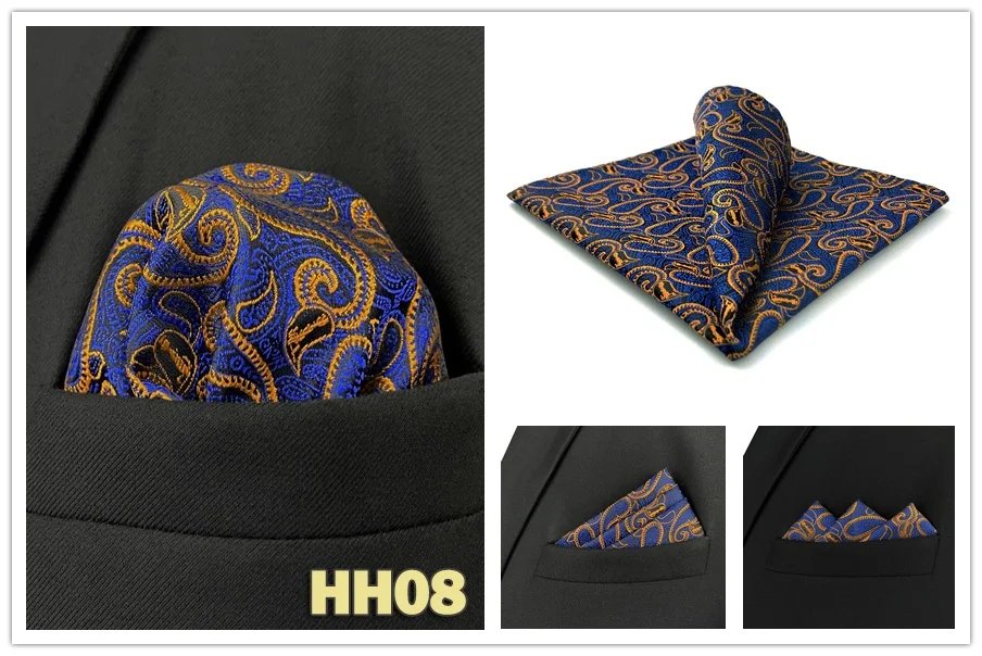 Colorful Mens Pocket Square Multicolor Dot Paisley Classic Wedding Silk Handkerchief Business Jacquard Hanky