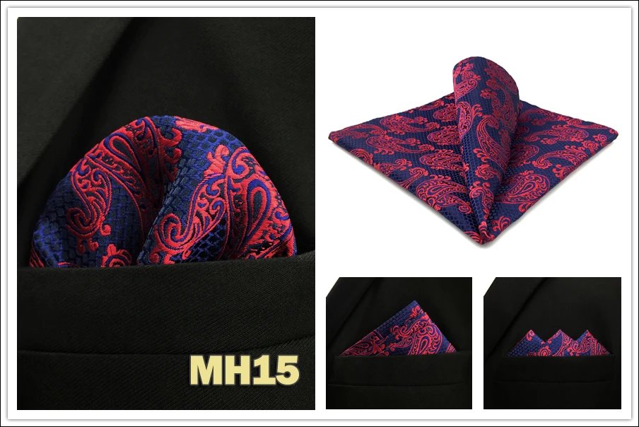 Colorful Mens Pocket Square Multicolor Dot Paisley Classic Wedding Silk Handkerchief Business Jacquard Hanky