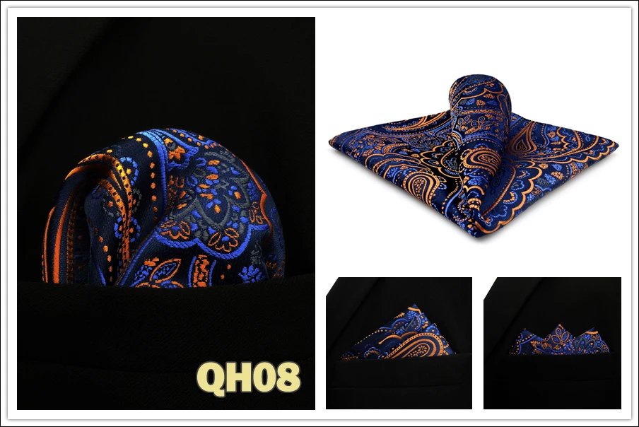 Colorful Mens Pocket Square Multicolor Dot Paisley Classic Wedding Silk Handkerchief Business Jacquard Hanky