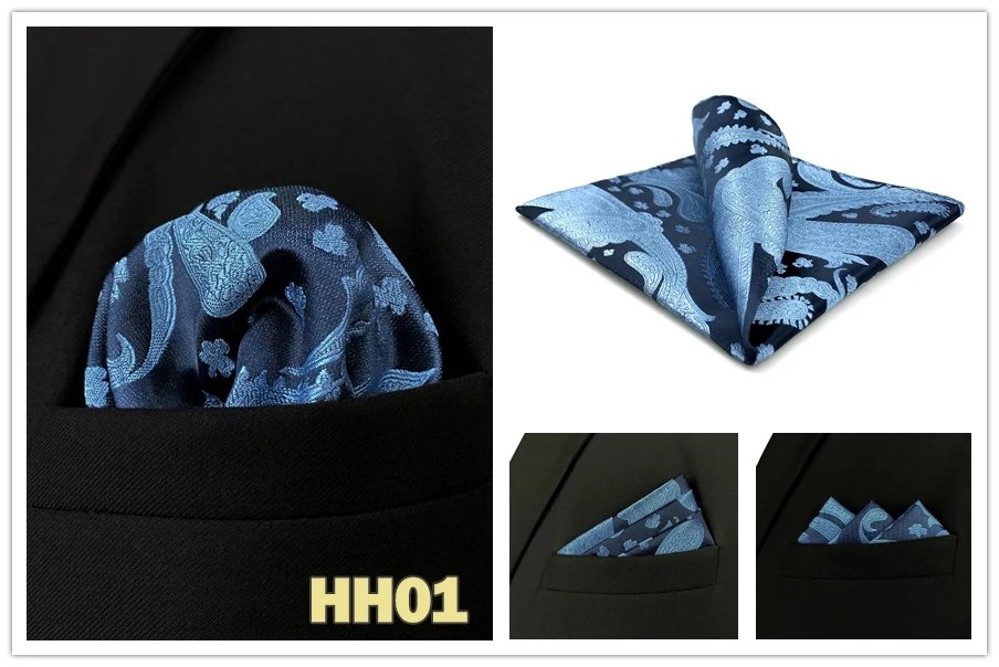 Colorful Mens Pocket Square Multicolor Dot Paisley Classic Wedding Silk Handkerchief Business Jacquard Hanky