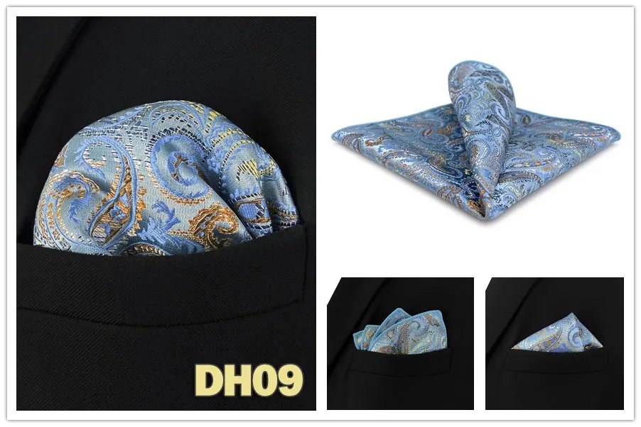 Colorful Mens Pocket Square Multicolor Dot Paisley Classic Wedding Silk Handkerchief Business Jacquard Hanky