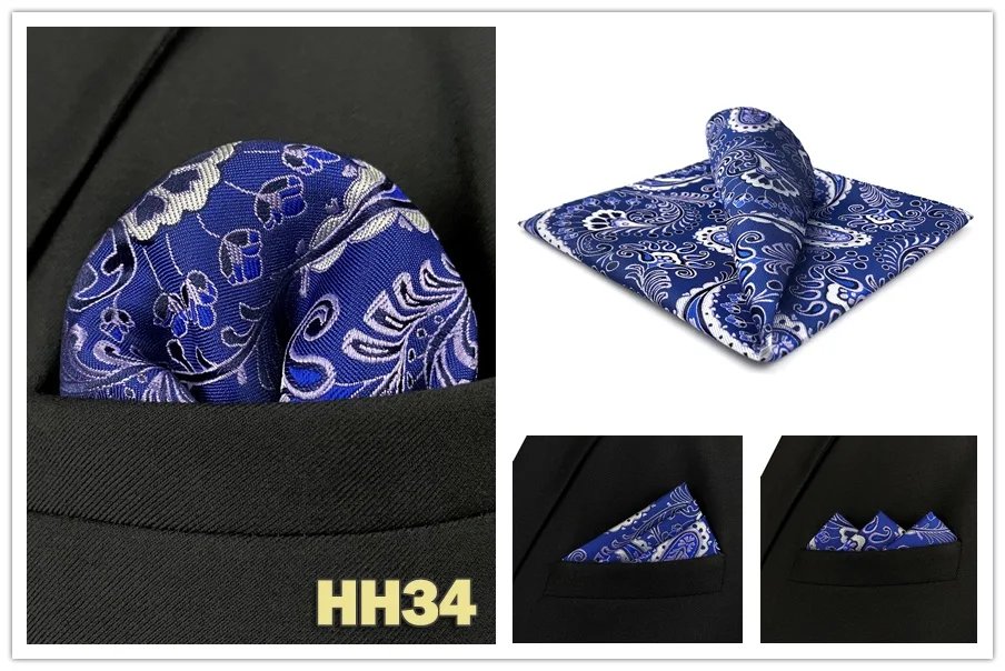 Colorful Mens Pocket Square Multicolor Dot Paisley Classic Wedding Silk Handkerchief Business Jacquard Hanky