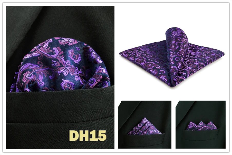 Colorful Mens Pocket Square Multicolor Dot Paisley Classic Wedding Silk Handkerchief Business Jacquard Hanky