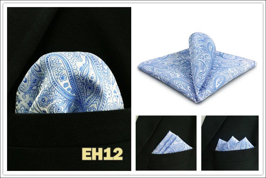 Colorful Mens Pocket Square Multicolor Dot Paisley Classic Wedding Silk Handkerchief Business Jacquard Hanky