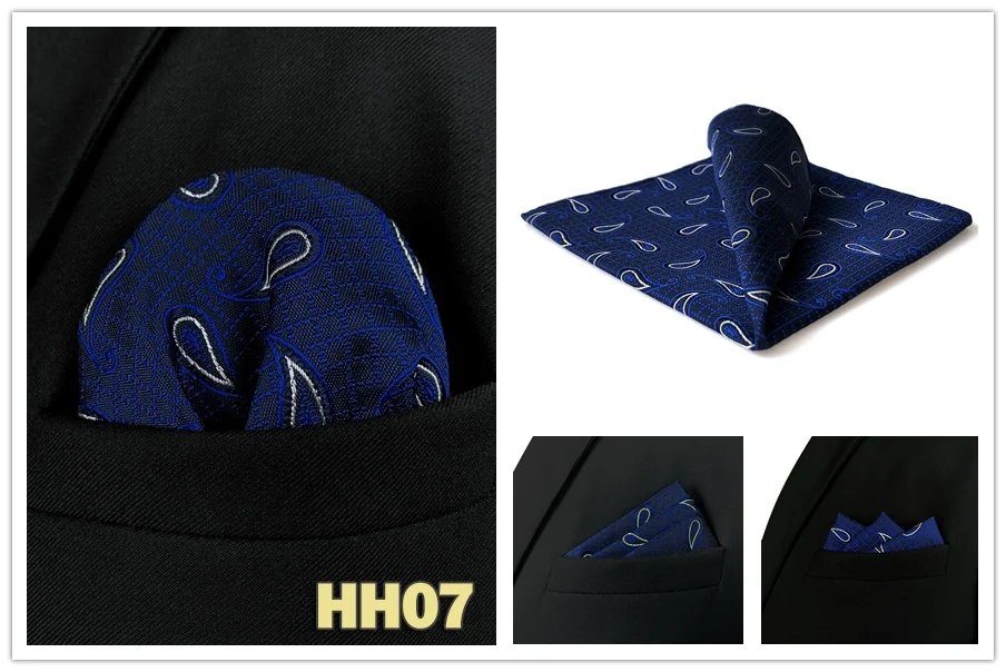 Colorful Mens Pocket Square Multicolor Dot Paisley Classic Wedding Silk Handkerchief Business Jacquard Hanky