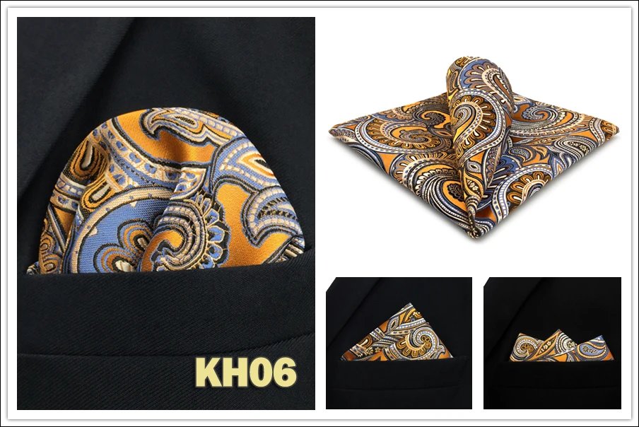 Colorful Mens Pocket Square Multicolor Dot Paisley Classic Wedding Silk Handkerchief Business Jacquard Hanky