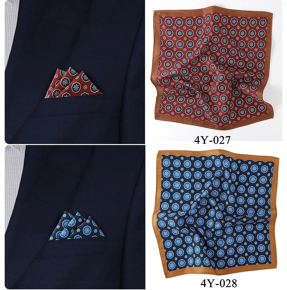 Tailor Smith Mens Pocket Squares Vintage  Printed  Checked Paisley Suit Handkerchiefs Luxury Men Hanky Accessories for gift