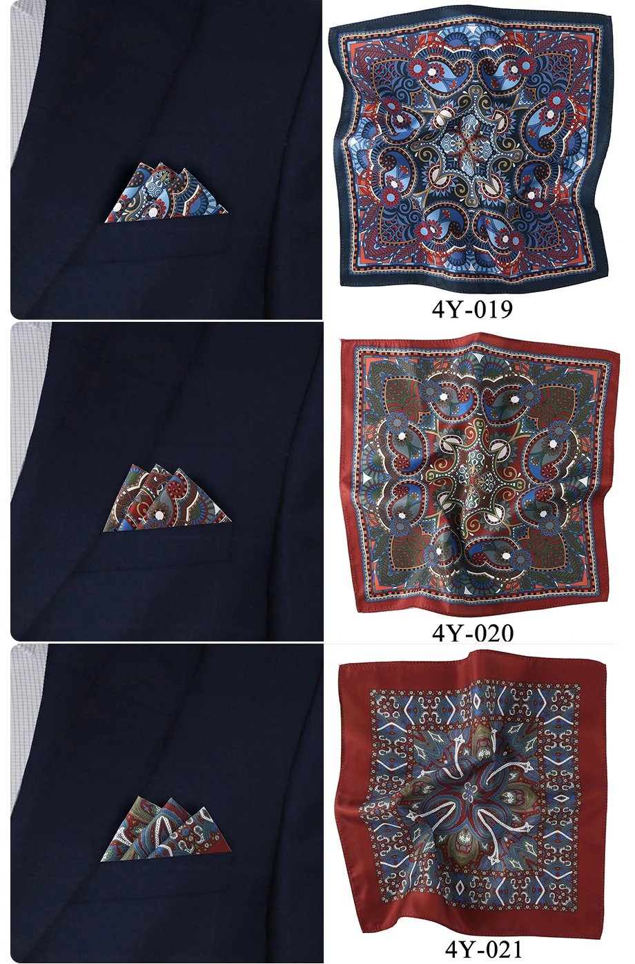 Tailor Smith Mens Pocket Squares Vintage  Printed  Checked Paisley Suit Handkerchiefs Luxury Men Hanky Accessories for gift