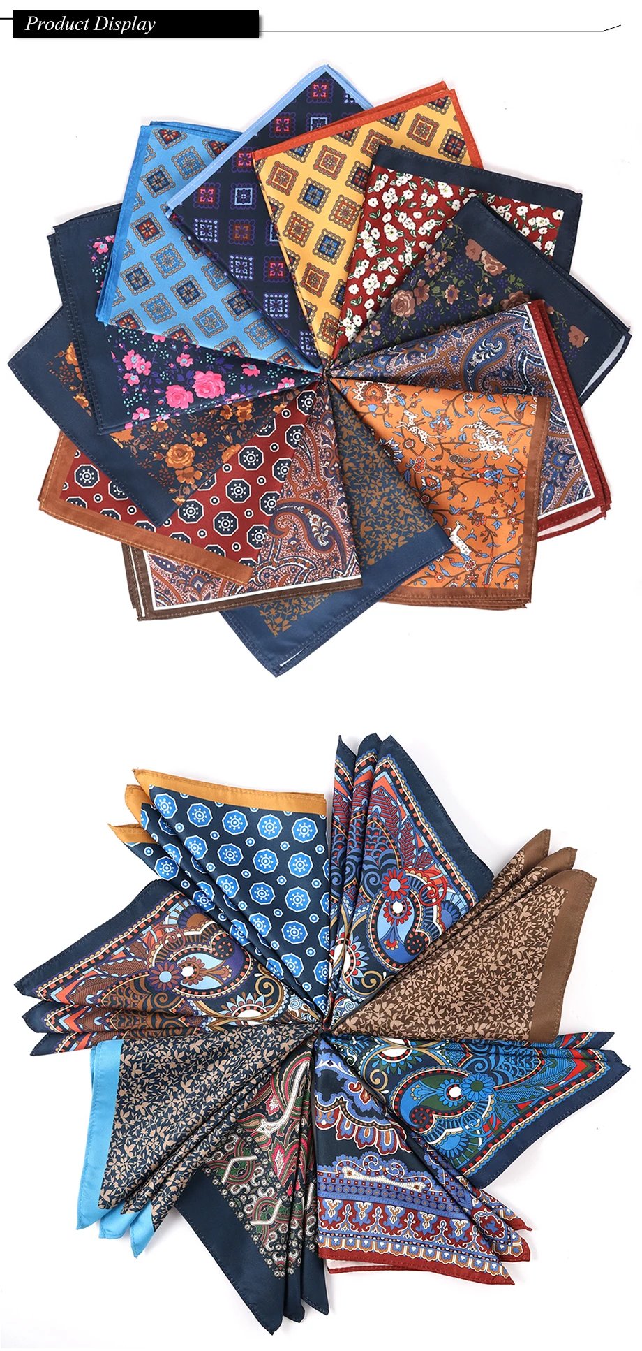 Tailor Smith Mens Pocket Squares Vintage  Printed  Checked Paisley Suit Handkerchiefs Luxury Men Hanky Accessories for gift