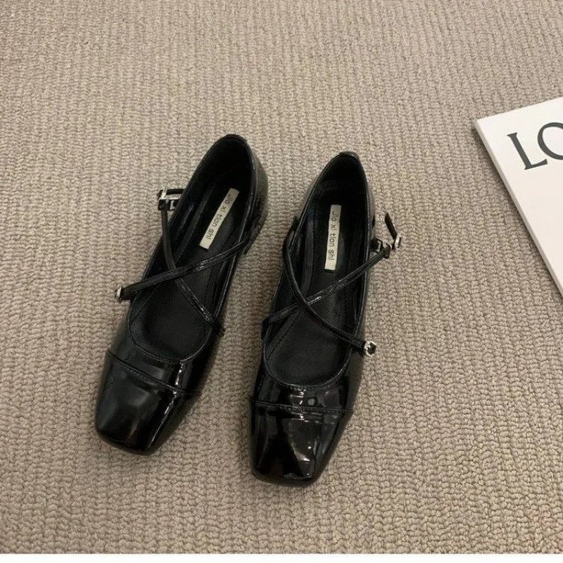 Mary Jane Shoes for Women 2024 Retro Medium Heeled Women's Single Shoes Soft and Comfortable Red Ballet Shoes Zapatos De Mujer