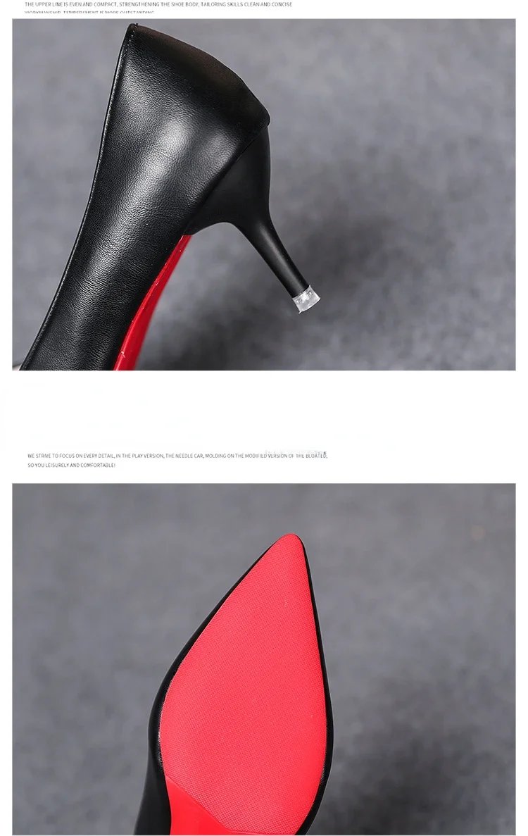 Sexy Fashion Women's Soft Leather Pumps Spring New Thin High Heels 2024 New Dress Shoes Ladies Stiletto Black Big Size